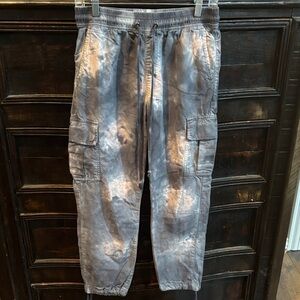 Sanctuary Anthropologie Womens XS Cargo Joggers Blue Tie